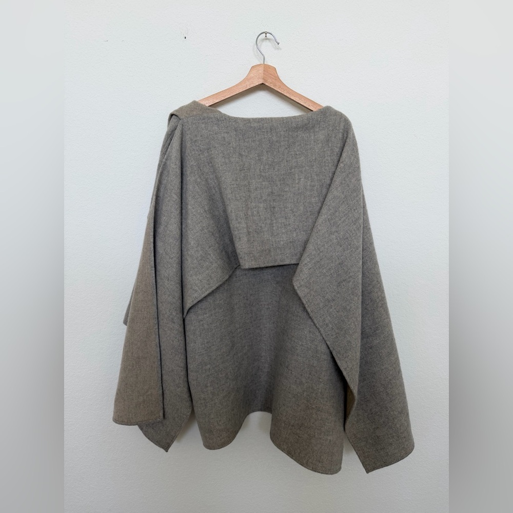 Alonpi Cashmere Cardigan with Scarf Gray Beige 100% Cashmere Luxury - Picture 5 of 9